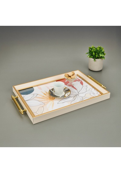 Kitchen Çiçek Desenli Tepsi - Renkli - 49 Cm Çok Renkli