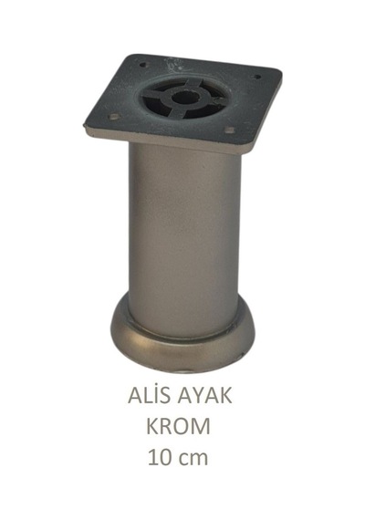 Alis Ayak, Baza Koltuk Dolap Ayağı, Plastik, Krom, 10 Cm, Vidalarıyla Mat Krom