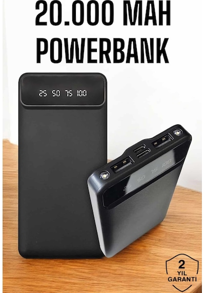 20.000 Mah Led Işıklı Lcd Ekran Usb Girişli Typec Lightning Powerbank 65945437