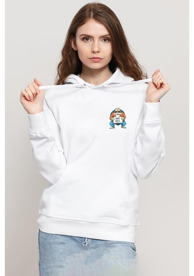 Dragon Ball Z Anime Master Roshi Free Hugs Beyaz Kadın 3ip Kapşonlu Sweatshirt 001