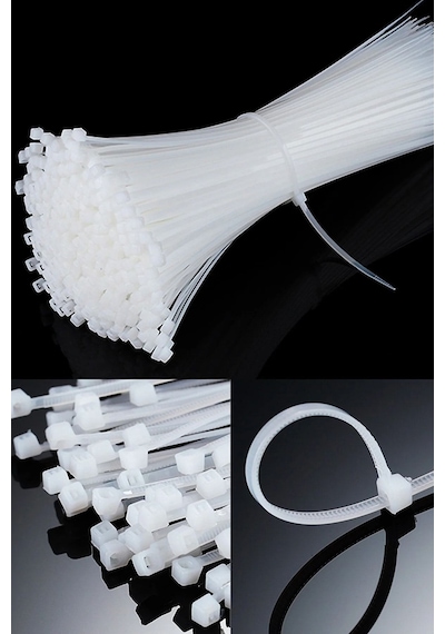 Kablo Bağı- Plastik Kelepçe - 3.6 X 150 Mm - Cırt Kelepçe Beyaz 100 Adet Paket Klips1