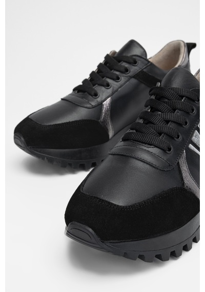 Valmenti Kadın Siyah Hakiki Deri Sneakers & Spor Ayakkabı 923 V-101 Bn Ayk Sk23/24 Siyah