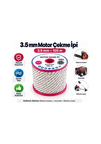 Algaride 3.5 Mm Motor Çekme İpi 100 Metre Motorlu Testere Jeneratör Motorlu Tırpan Çim Biçme Su Motoru Ve Benzinli Makineler İçin Starter Marş İpi