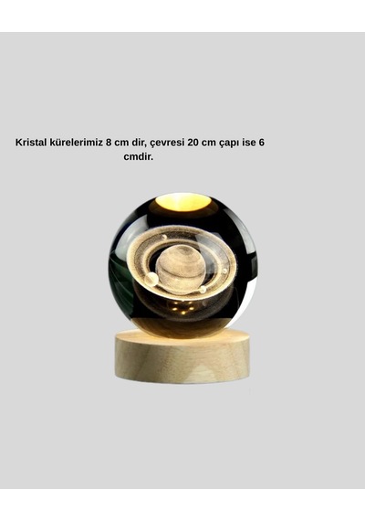 Hubrendy Kargo Satürn Desenli Kristal Küre Led Gece Lambası Ahşap Standlı Diğer