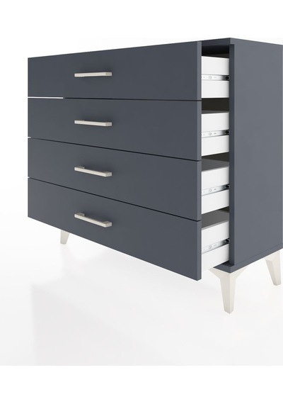 Arges Şifonyer 4 Çekmeceli 88x30x80 Antrasit-antrasit Antrasit