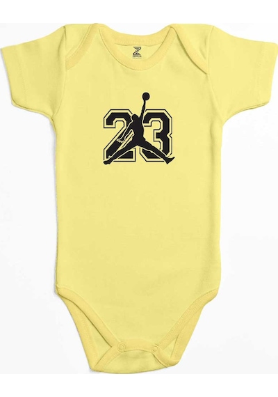 Zepplin Giyim Jordan Black 23 Sarı Bebek Body Zıbın