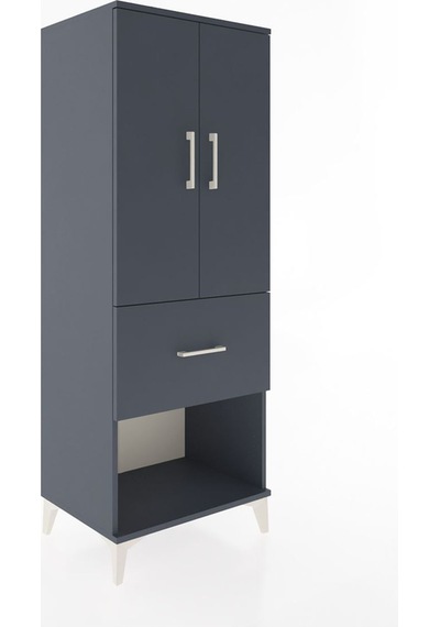 Hyperion Dolap 3 Raflı Tek Çekmeceli 2 Kapaklı 60x44x163 Antr... Antrasit