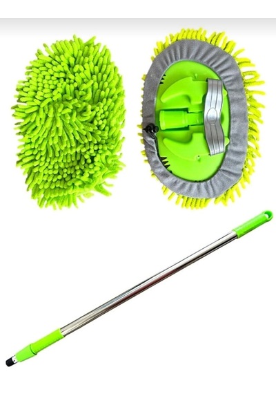Çok Fonksiyonlu 2 In 1 Mikrofiber Araç Yıkama Fırçası Teleskopik Uzun Saplı Mop