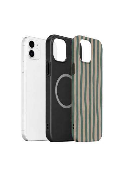 Apple iPhone Uyumlu 11 Vorian Çift Katmanlı Magsafe Kılıf Sage Riviera Stripe