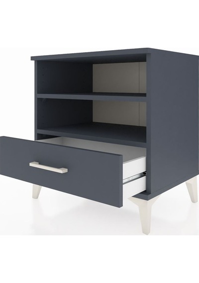 Hyperion Komodin 2 Raflı Tek Çekmeceli 60x44x64 Antrasit-antr... Antrasit