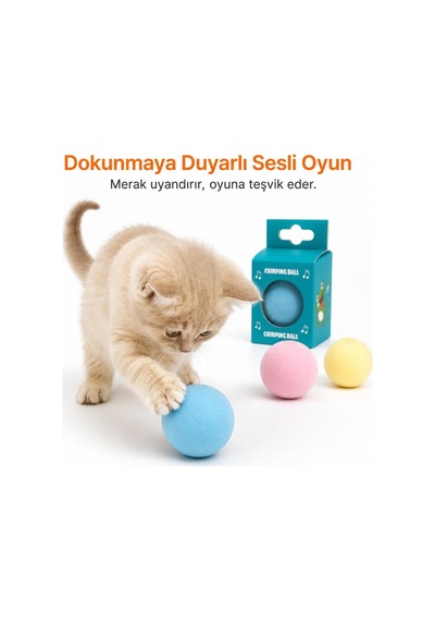 Tr Catnipli Sesli Pilli Kedi Oyuncağı, Dokunulduğunda Ses Çıkaran İnteraktif Kedi Topu, Dahili Pilli Oyun Topu, Ke