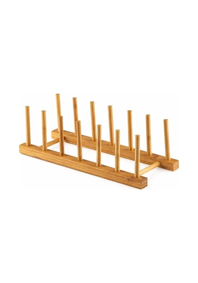 Bambu Tabaklık Kurutmalık Ahşap Tabak Düzenleyici Stand, Katlanabilir Bulaşıklık, Tabak Kapak Bardak Organizer Doğal Bambu -