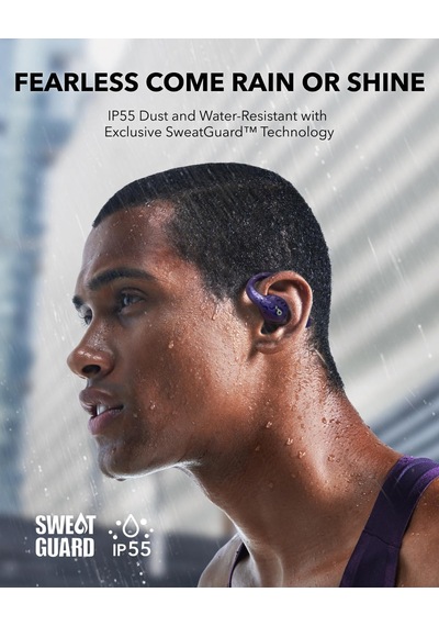 By Anker, Aerofit Pro, Güvenli Uyum, Ergonomik Tasarım, Ldac İle Zengin Ses, Bluetooth 5.3, Ipx5 Suya Dayanıklı, 46 Saat Çkablosuz Kulaklıklar, Mor