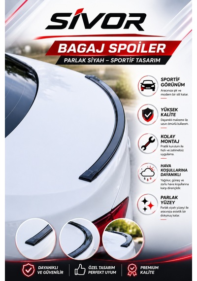 Audi S3 Uyumlu Parlak Siyah Bagaj Spoileri Premium Kalite Sportif Tasarım