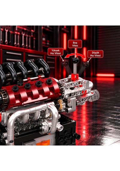 Mould King 10227 V8 Motor Ve Şanzıman Yapım Seti 787 Parça
