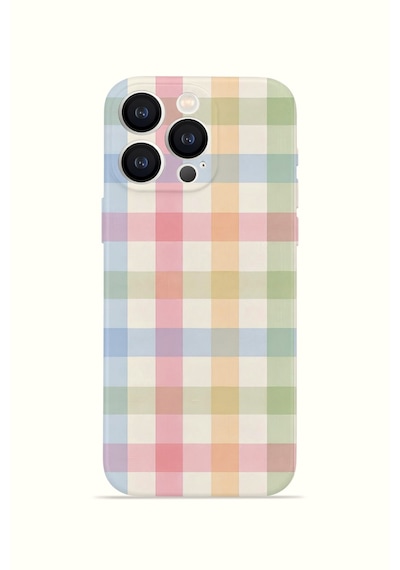 Apple iPhone Uyumlu 16 Pro Max Vorian İnce Kamera Korumalı Mika Kılıf Pastel Gingham Pastel Gingham Mika