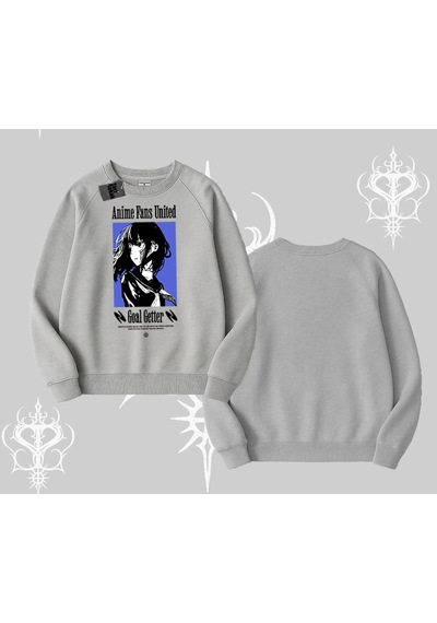 Startmore Biskilet Sweatshirt Oversize Anime Kız Baskılı Gri