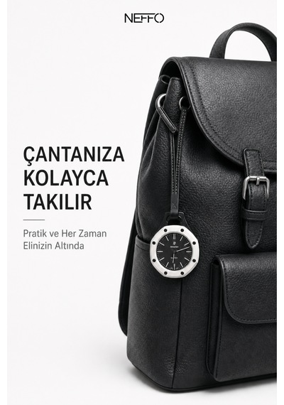 Boyal Pop Biyoseramik Saat Deri Askılı Anahtarlık & Çanta Aksesuarı Charm Siyah