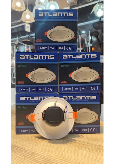 5 Adet 7 Watt Beyaz Krom Kasa Led Spot Beyaz Işık 6500k A2107 Beyaz - Krom