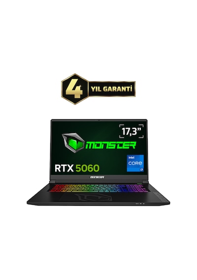 Monster Tulpar T7 V26.2.8 i7-13620H 64 GB 1 TB SSD 8 GB RTX5060 17.3" Dos Dizüstü Bilgisayar