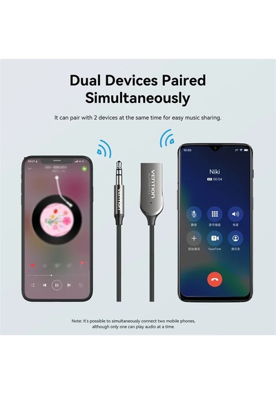 Vention Bluetooth 5.4 Süper Hızlı Aux 3.5 Mm Araç Kiti Son Nesil