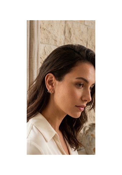 Lunarie Altın Zirkon Çoklu Bar Ear Climber And Cuff Seti Küpe