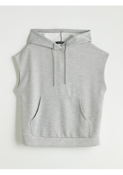 Lcw Modest Gri Kanguru Cepli Kadın Hoodie