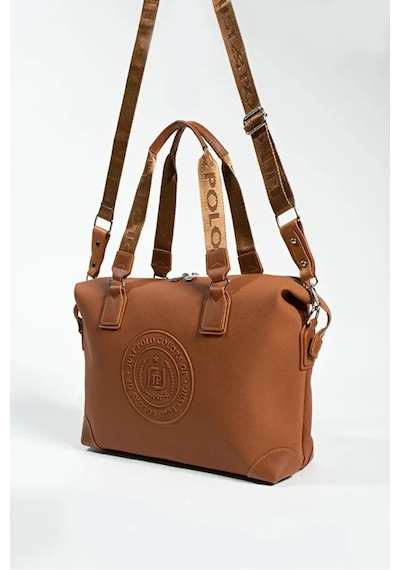 Just Polo Kadın Büyük Valiz Boy Ayarlanabilir Askılı Lüks El Ve Omuz Çantası Shopper Ebat: 33 X 40 Cm Taba