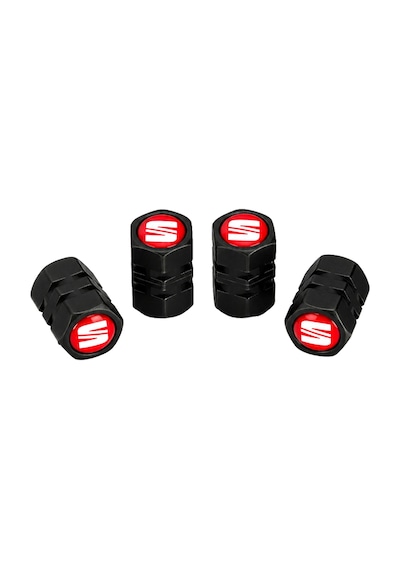 Seat Logo Baskılı Universal Sibop Kapağı Seti - Siyah & Kırmızı 4 Adet