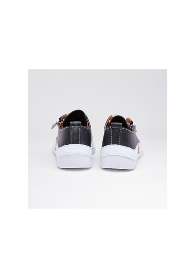 Derinet Günlük Hakiki Deri Kadın Sneaker Siyah Siyah