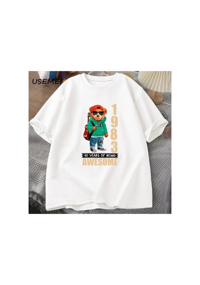 Tarzsokak 1983 Yılında Yapılan 40 Yıl Müthiş T-shirt Oyuncak Ayı 40th Doğum Günü Partisi T Shirt Erkekl 2978 Beyaz