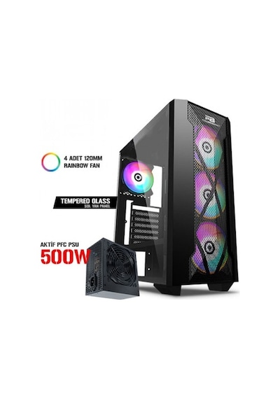 Powerboost Vk-P1900B 500W Usb 3.0 Atx Mesh Panel Fixed Rainbow Fa