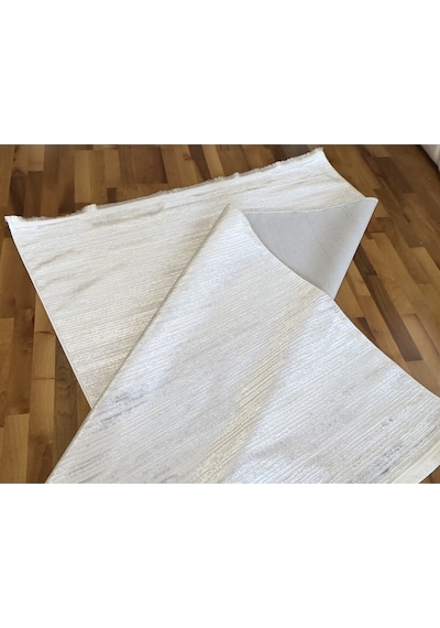 Elvey Home Krem Gri Saten İnce Sık Dokuma Parlak Yüzey Kaymaz Salon Koridor Halısı Kdfelvmakhal Krem Gri