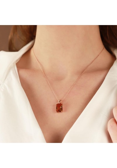 Zultanit Taşlı Emerald Kesim Rose Gold Kaplama Gümüş Set Gümüş