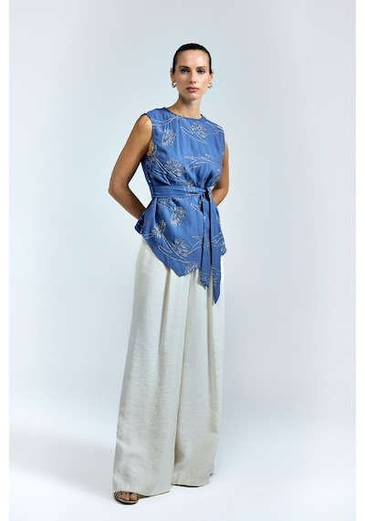 Sateen Dina Bluz - İndigo-137323