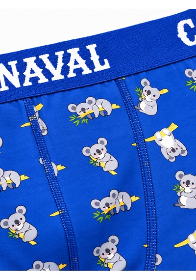 Carnaval Socks Koala Desenli Erkek Boxer Pamuklu Likralı Parlak Lastikli Kutulu Saks Mavi Çoklu