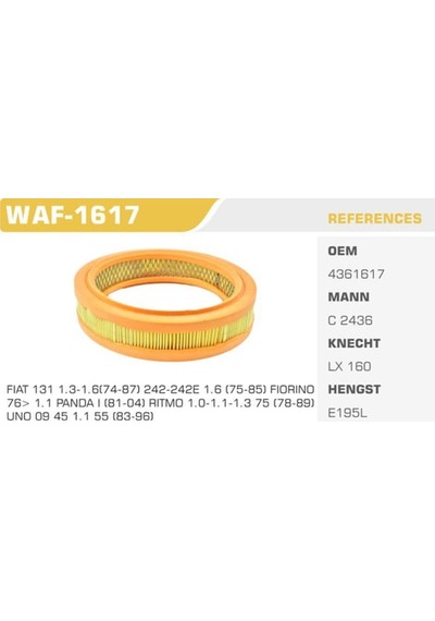 WINKEL WAF-1617 Hava Filtresi Murat 131 Posetlı