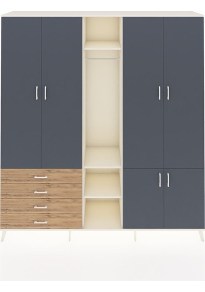 Hyperion Dolap 14 Raflı 4 Çekmeceli Tek Askılı 220x44x243 Aytaşı-antrasit/çam Çok Renkli Hyperion Dolap 14 Raflı 4 Çekmeceli Tek Askılı 220x44x243 Aytaşı-antrasit/çam Çok Renkli