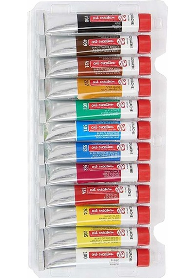 Talens 12 Renk Guaj Boya 1 Paket Art Creation Gouache Colour 12x12ml Guaj Boya Seti Canlı Renkler Tuval Resim Çok Renkli