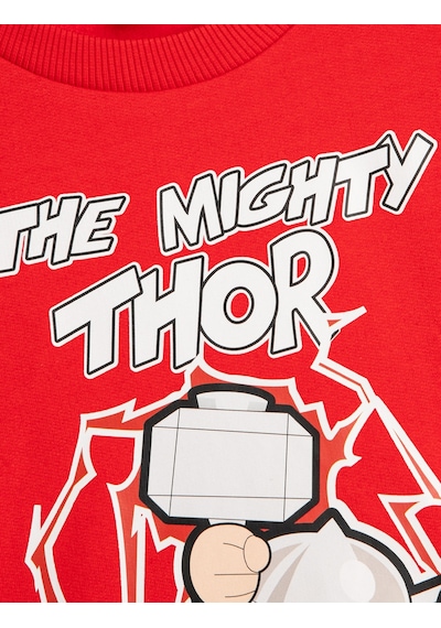 Koton Thor Sweatshirt Lisanslı Uzun Kollu Bisiklet Yaka Pamuklu Şardonlu Kırmızı 4wmb10367tk Kırmızı
