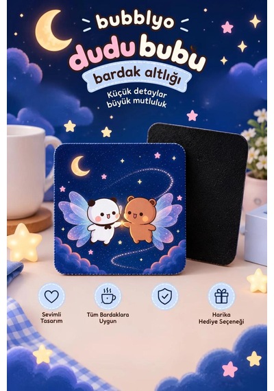 Bubblyo Dudu Bubu Sevimli Tasarım Fincan Kupa Kahve Çay Kupası Tatlı Hediye Beyaz Beyaz