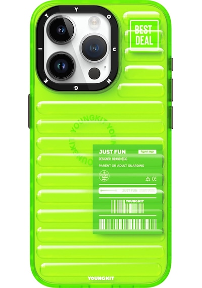 Apple Uyumlu iPhone 15 Pro Max Kılıf Şeffaf Renkli Tasarım Youngkit Fluorite Serisi Kapak Yeşil
