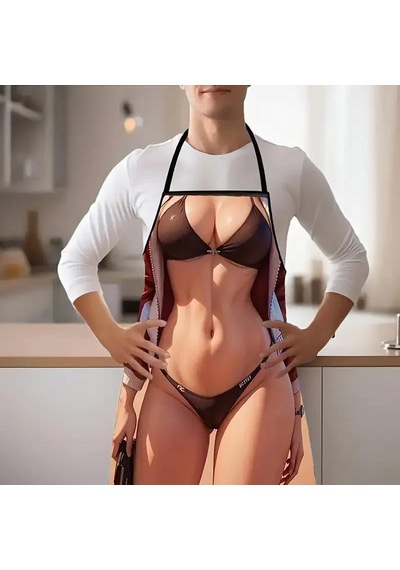 Valkyrie Bikini Esprili Mutfak Önlüğü Baskılı Unisex Parti Barbekü Mutfak Önlüğü 80x60 Cm Çok Renkli