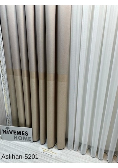 Nivemeshome Aslıhan Vizon Ft632116 V-5201 1/3 Sık Pile Fon Perde Apm Vizon
