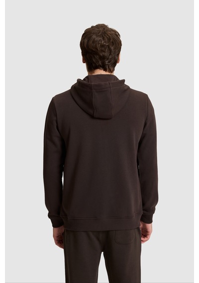 U.S. Polo Assn. Erkek Koyu Kahverengi Regular Fit Kapüşonlu Fermuarlı Örme Hırka 50329420-vr084