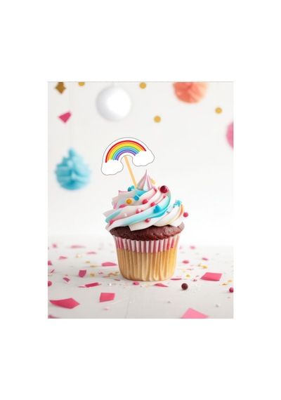 20 Adet Gökkuşağı Renkli Pasta Kürdanı 6cm Cupcake Pasta Süsü Kurabiye Nişan Söz Kokteyl Bride To Be Diğer