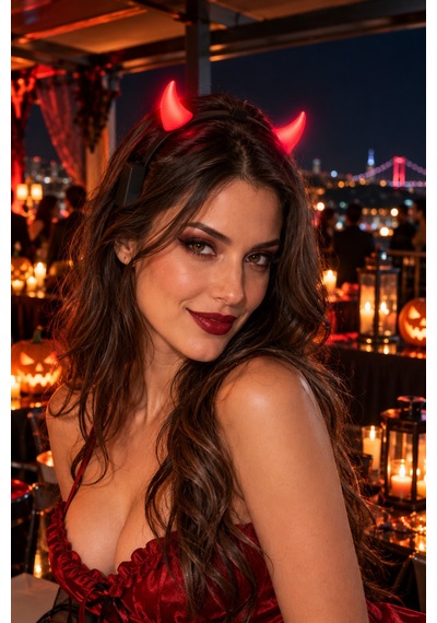 Halloween Işıklı Küçük Kırmızı Şeytan Boynuzlu Taç Cadılar Bayramı Parti Kostüm Aksesuarı