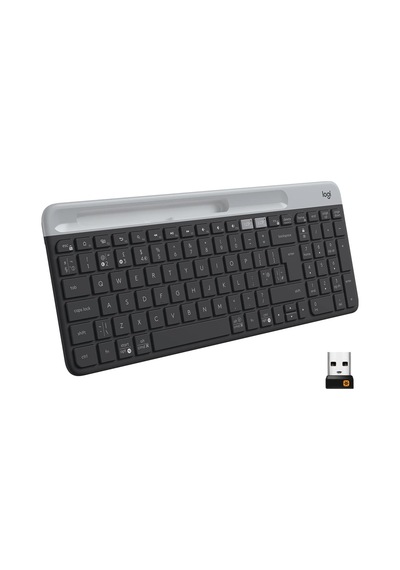 K580 İnce Çoklu Cihaz Özellikli Kablosuz Klavye, Kompakt Modern, Telefon Tutucu, 24 Ay Pil Ömrü, 10 M Kullanım Mesafesi, Bluetooth Türkçe Q Klavye, Siyah