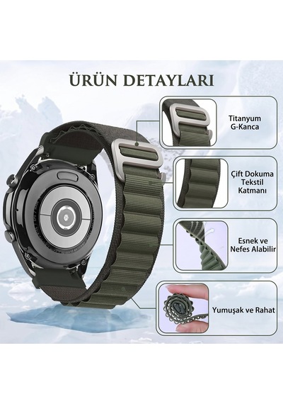 Caseonn Haylou Gst Lite Kordon Titanyum G-kancalı Alpin Kumaş Kayış Yeşil