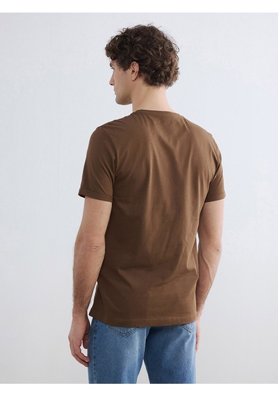 Lcwaıkıkı Classic Kahverengi Slim Fit %100 Pamuk Basic Tişört
